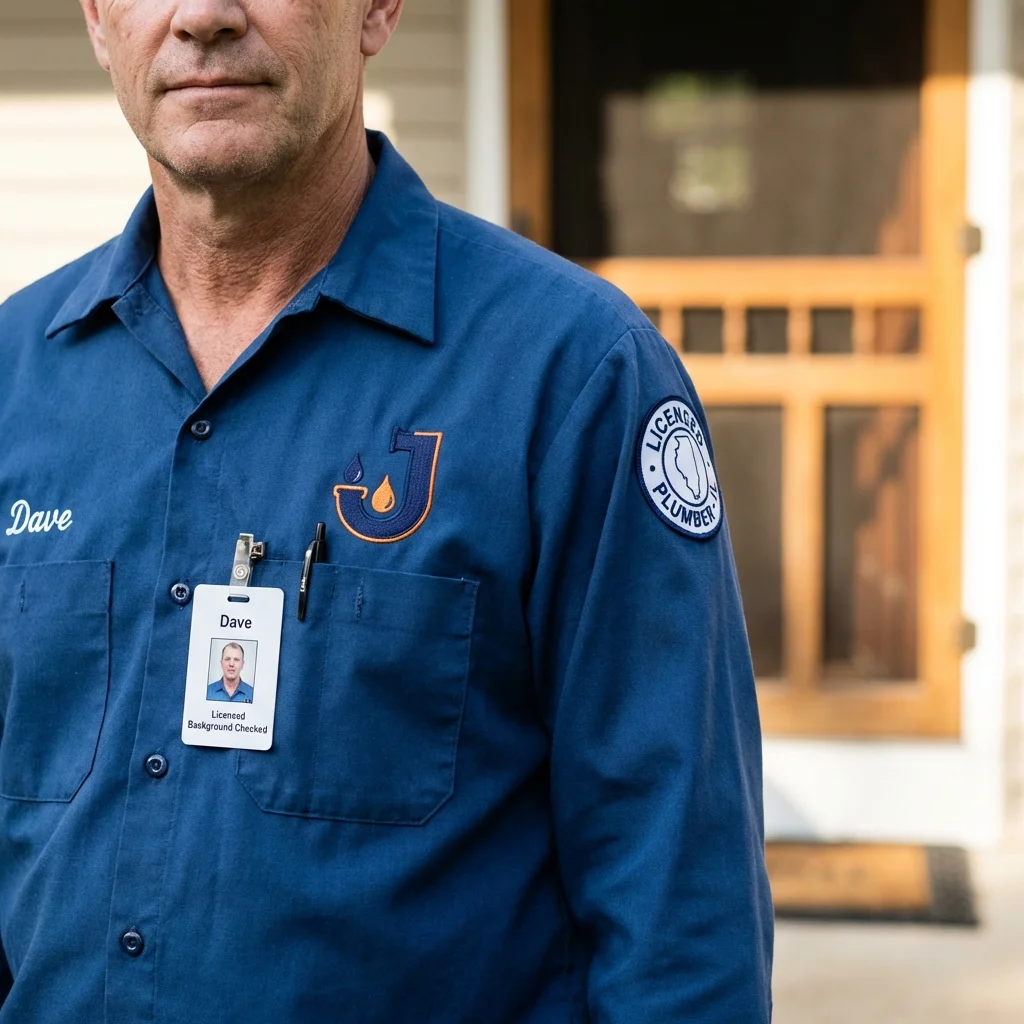 Licensed plumber showing ID badge in Lambertville, NJ