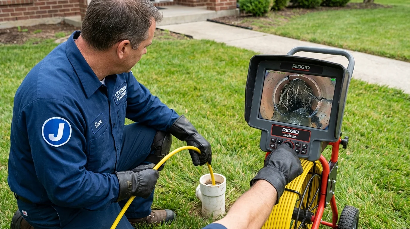 Sewer camera inspection being performed by Johns Plumbing LLC in Lambertville