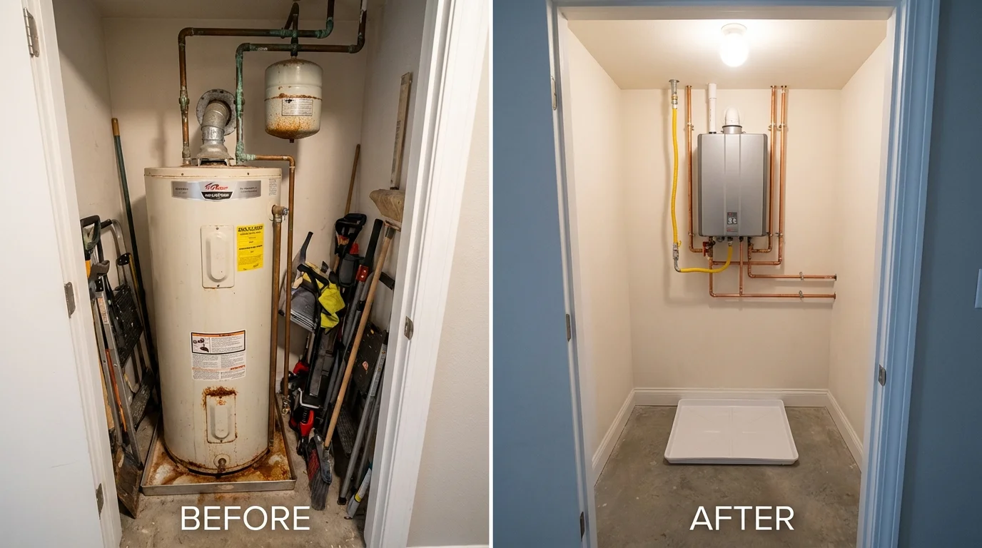 Tank water heater versus wall-mounted tankless unit comparison for Lambertville, NJ homeowners